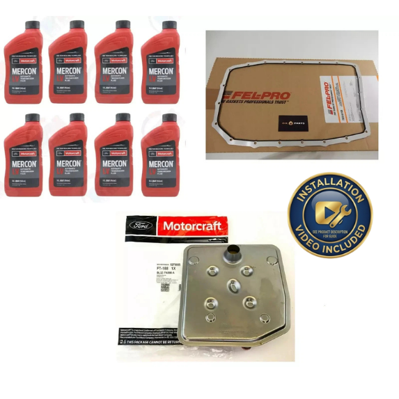 8x Transmission Filter & Oil Pan Gasket Kit for Ford 6R80 – Motorcraft Mercon LV Replacement – Fits F-150, Expedition, Mustang – Includes Installation Video Guide