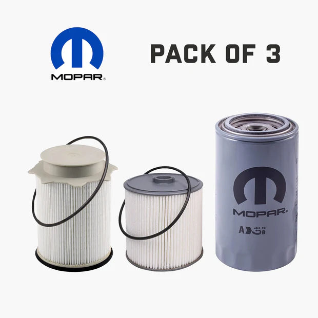Mopar OEM 6.7L Cummins Fuel & Oil Filter Kit | 68436631AA 68157291AA 5083285AA | Ram 2500 3500 4500 5500 2019-2024 (3-Piece Set) + Free Install Video