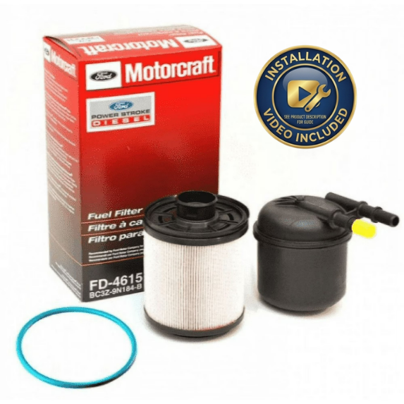 Motorcraft FD-4615 OEM Fuel Filter Kit for Ford Powerstroke 6.7L Diesel (2011-2016) F-250 F-350 F-450 F-550 - Unlimited Mileage - Includes Free Installation Video Guide