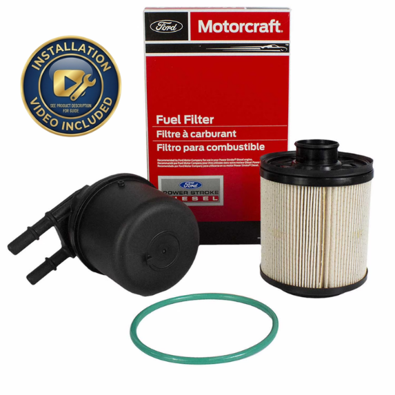 Motorcraft FD-4615 OEM Fuel Filter Kit for Ford Powerstroke 6.7L Diesel (2011-2016) F-250 F-350 F-450 F-550 - Unlimited Mileage - Includes Free Installation Video Guide