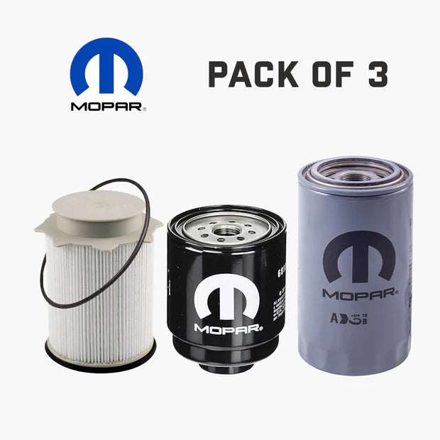 Mopar OEM 6.7L Cummins Fuel & Oil Filter Kit | 68157291AA 68197867AB 05083285AA | Ram 2500 3500 4500 5500 2013-2018 (3-Piece Set) + Free Install Video