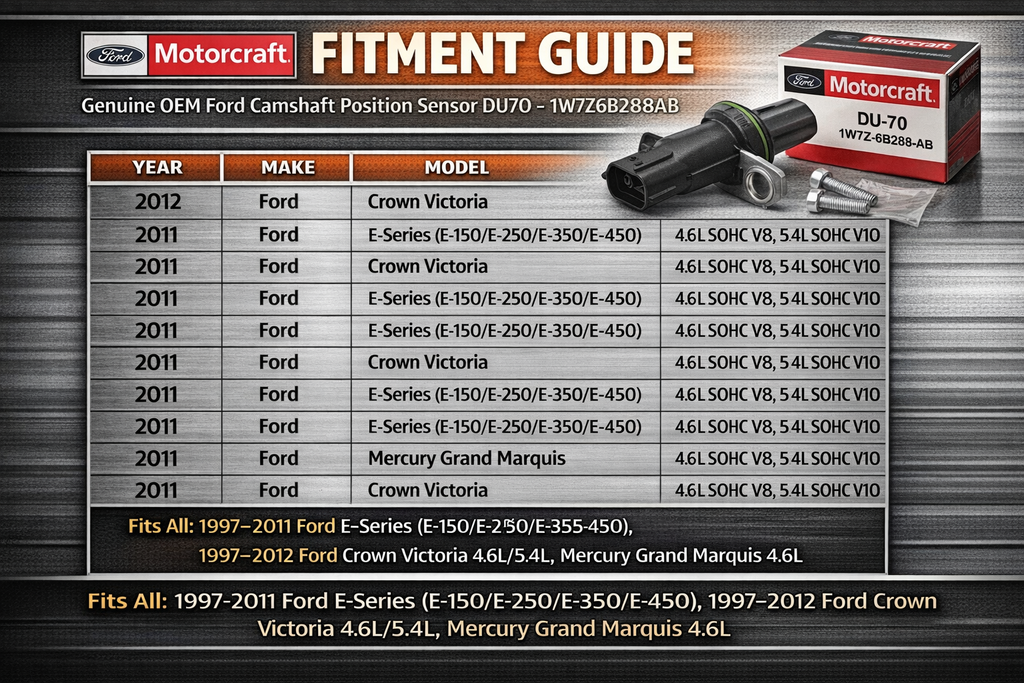 Motorcraft DU70 Camshaft Position Sensor 1W7Z-6B288-AB | OEM Ford CPS for Crown Victoria E-Series Grand Marquis + FREE Installation Video