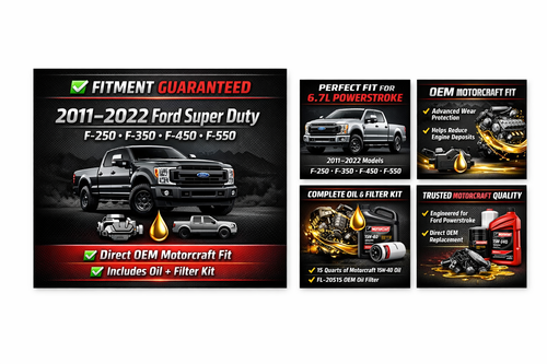 Ford 6.7 Powerstroke Oil Change Kit – Motorcraft 15W-40 Diesel Oil & OEM Filter (F-250 to F-550) w/ Install Guide