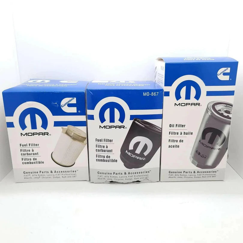 Mopar OEM 6.7L Cummins Fuel & Oil Filter Kit | 68157291AA 68197867AB 05083285AA | Ram 2500 3500 4500 5500 2013-2018 (3-Piece Set) + Free Install Video