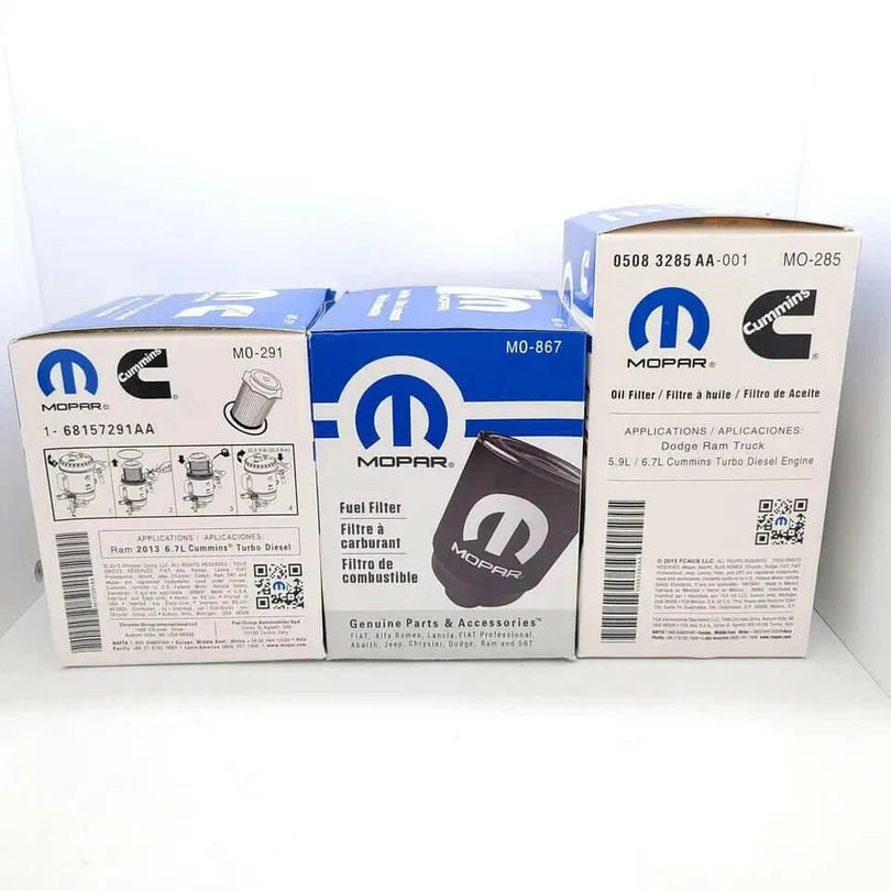 Mopar OEM 6.7L Cummins Fuel & Oil Filter Kit | 68157291AA 68197867AB 05083285AA | Ram 2500 3500 4500 5500 2013-2018 (3-Piece Set) + Free Install Video