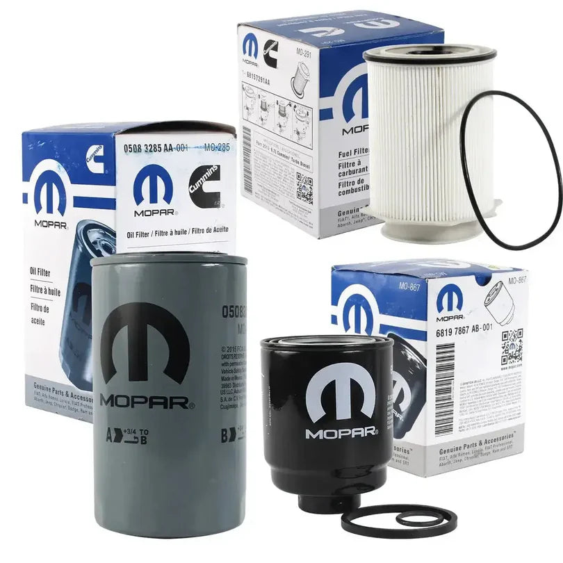 Mopar OEM 6.7L Cummins Fuel & Oil Filter Kit | 68157291AA 68197867AB 05083285AA | Ram 2500 3500 4500 5500 2013-2018 (3-Piece Set) + Free Install Video
