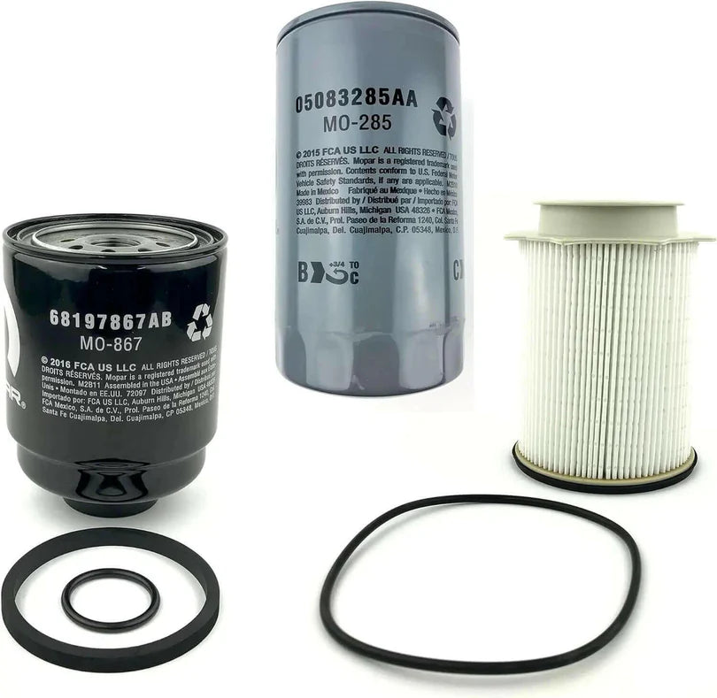 Mopar OEM 6.7L Cummins Fuel & Oil Filter Kit | 68157291AA 68197867AB 05083285AA | Ram 2500 3500 4500 5500 2013-2018 (3-Piece Set) + Free Install Video