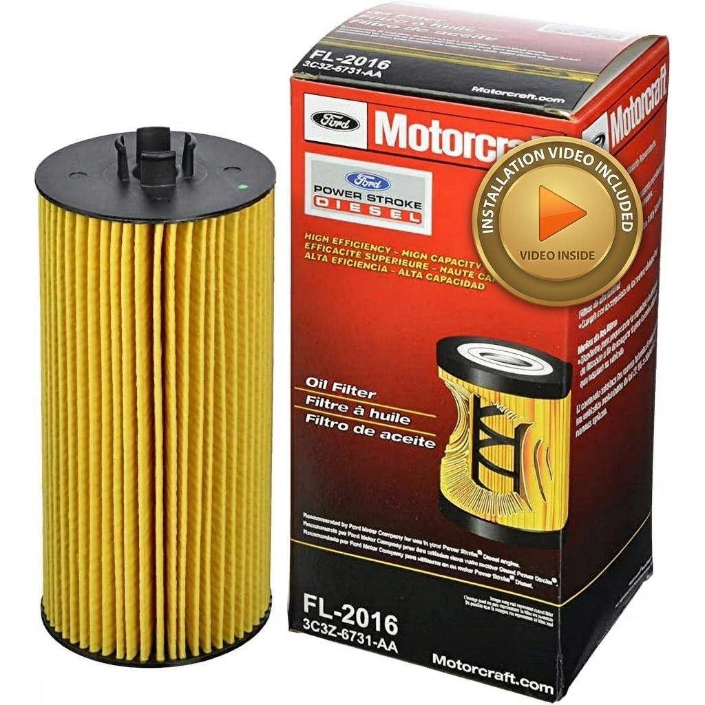 Motorcraft FL-2016 Oil Filter OEM (3C3Z-6731-AA) for Ford Powerstroke 6.0L & 6.4L Diesel | + Free Installation Video