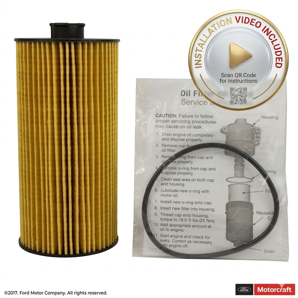 Motorcraft FL-2016 Oil Filter OEM (3C3Z-6731-AA) for Ford Powerstroke 6.0L & 6.4L Diesel | + Free Installation Video