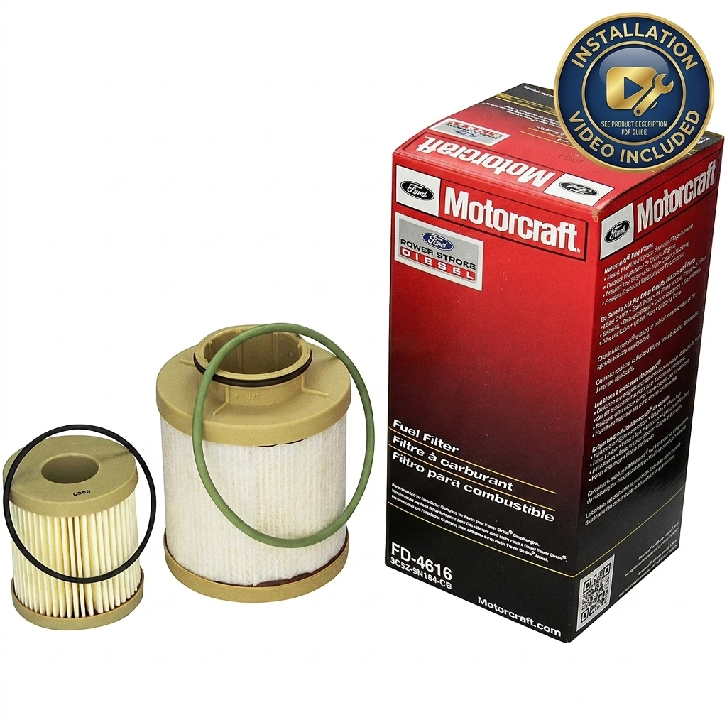 Motorcraft FD-4616 Fuel Filter Kit OEM (3C3Z-9N184-CB) for Ford 6.0L Powerstroke Diesel | Complete Set + Free Installation Video