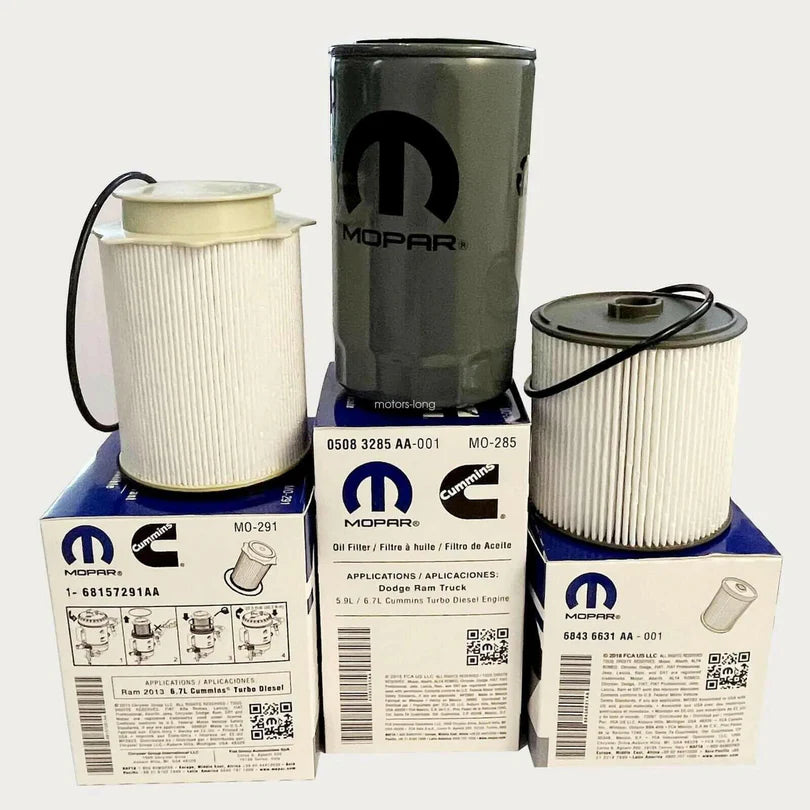 Mopar OEM 6.7L Cummins Fuel & Oil Filter Kit | 68436631AA 68157291AA 5083285AA | Ram 2500 3500 4500 5500 2019-2024 (3-Piece Set) + Free Install Video
