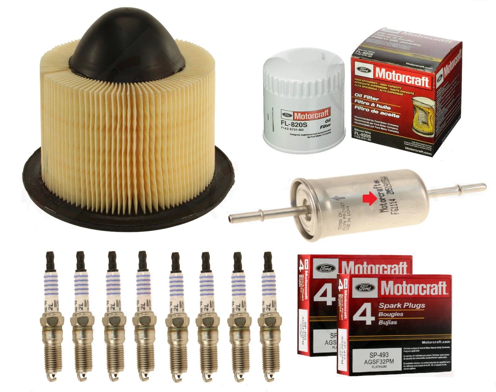 Motorcraft Tune-Up Kit for Ford 4.6L V8 – Spark Plugs, Oil, Air & Fuel Filter – Fits Mustang, F-150, E-150 – Includes Installation Video