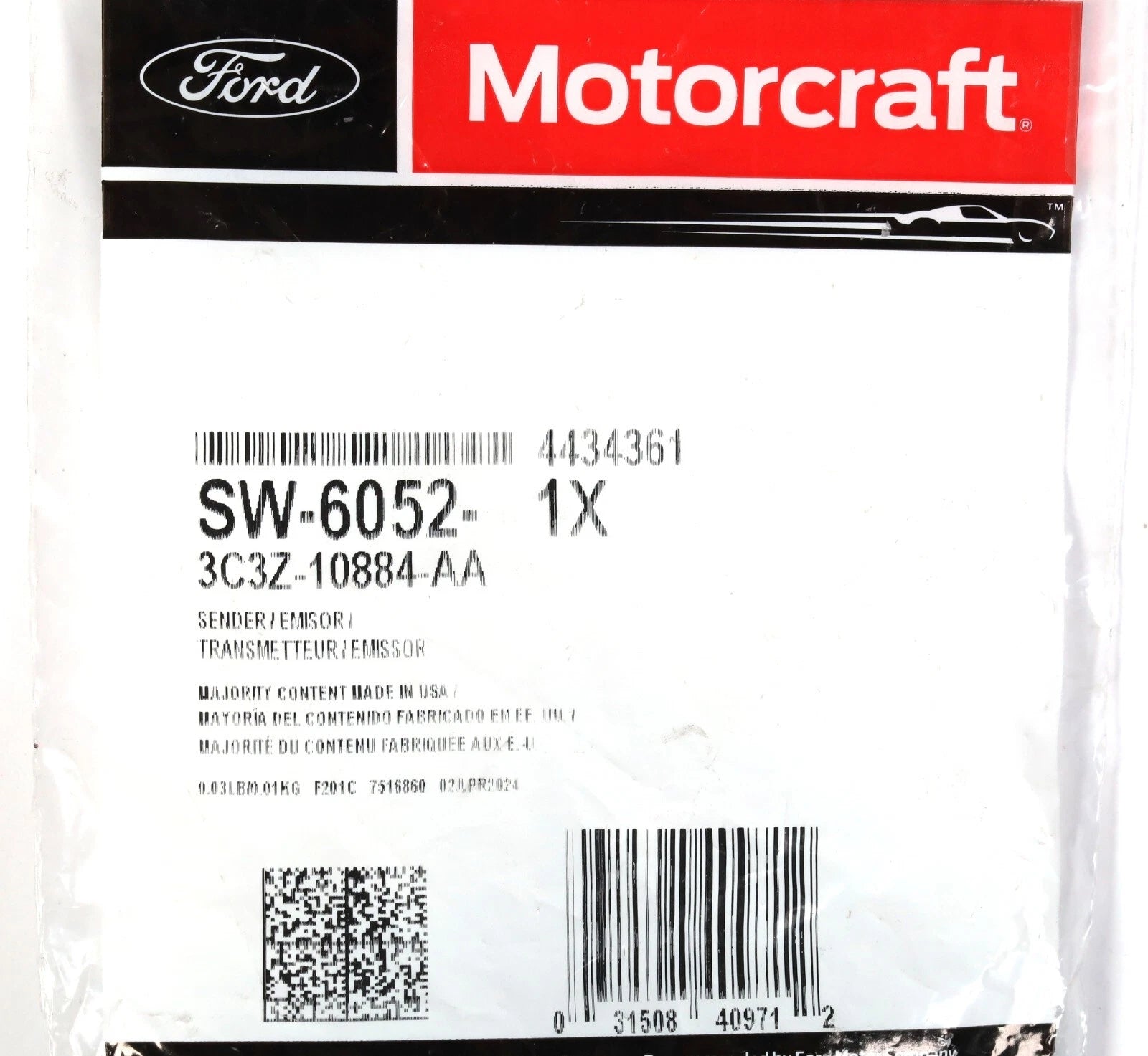 Genuine Motorcraft SW-6052 Coolant Temperature Sensor | Ford 3C34-10884-AA | E-150 E-250 E-350 F-250 F-350 Excursion + Free Install Video