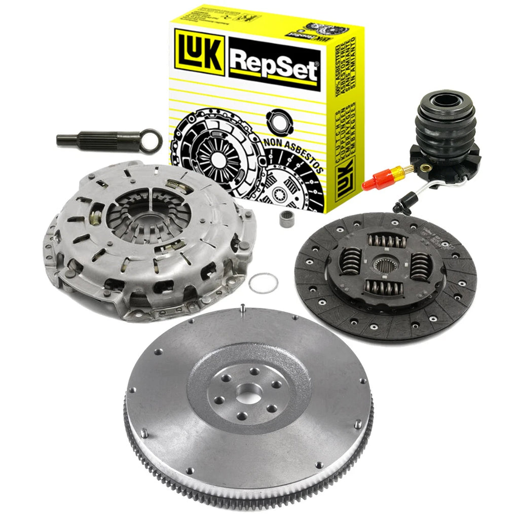LuK 07-140 clutch kit with LFW137 flywheel and CSC slave cylinder for Ford Ranger Mazda B2300 and B2500 2.3L 2.5L manual vehicles
