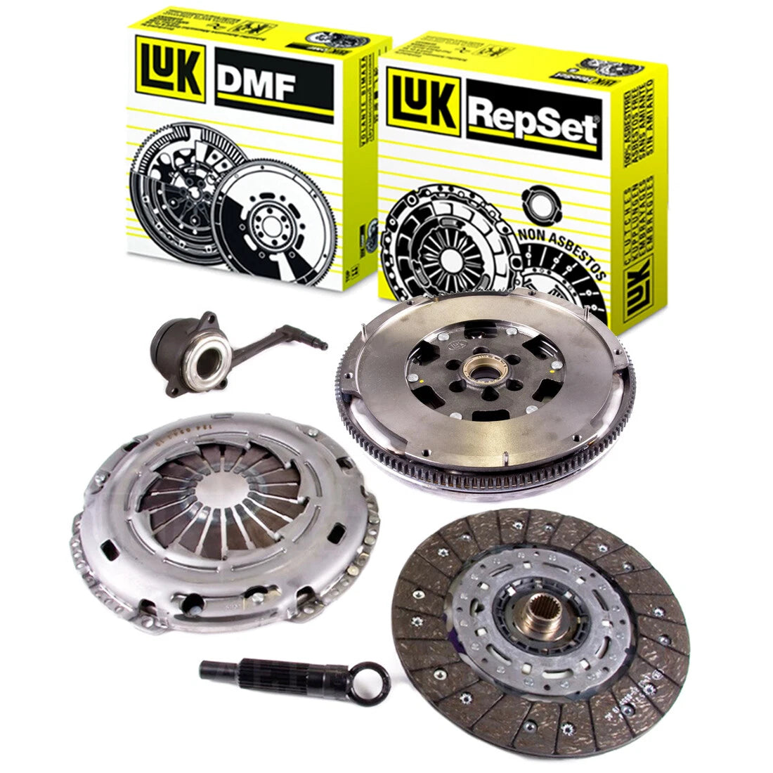 LuK 02-040 clutch kit with dual mass flywheel and CSC slave cylinder for selected Audi TT Quattro and Volkswagen 1.8T manual vehicles